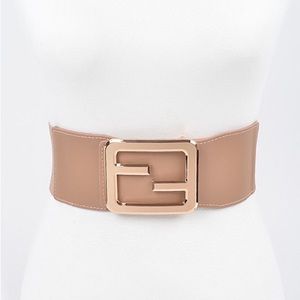 Gold Buckle Elastic Waist Statement Belt